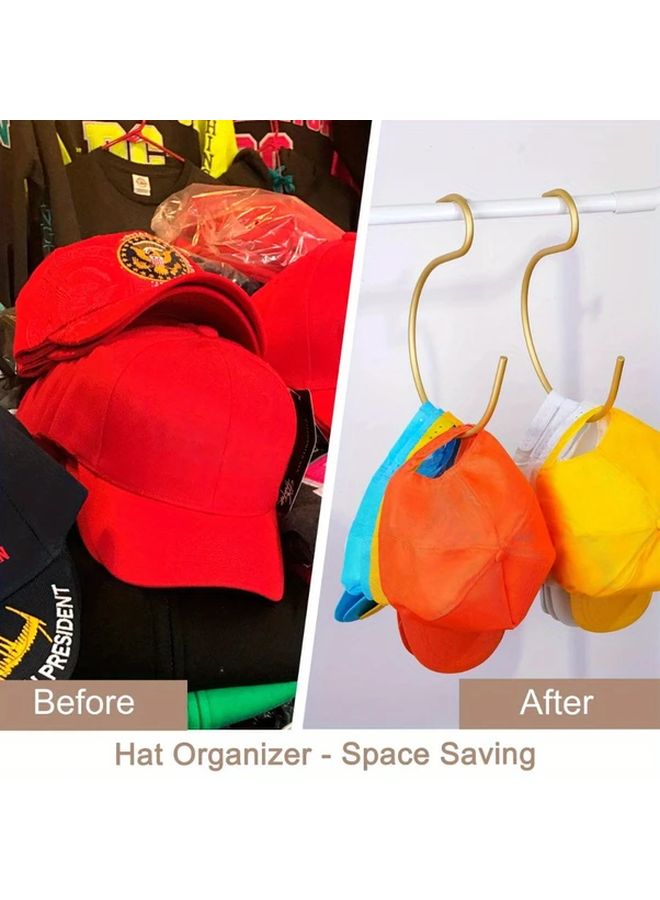 Modern Golden Aluminum Alloy Wall Mounted Hat Hooks Set of 3 Space Saving Storage Rack - Image 5