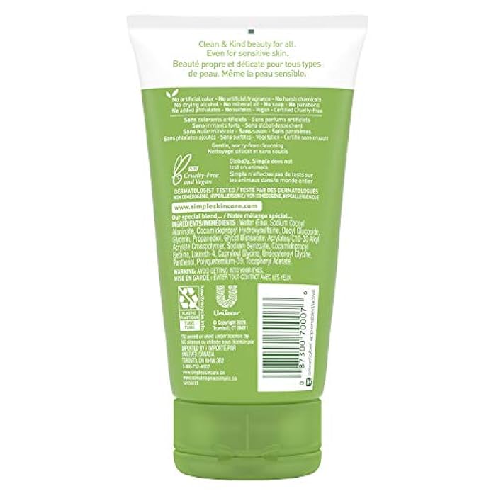 Simple Kind to Skin Face Wash Cleanser for All Skin Types Moisturizing Cleanses and Hydrates 5 oz - Image 3