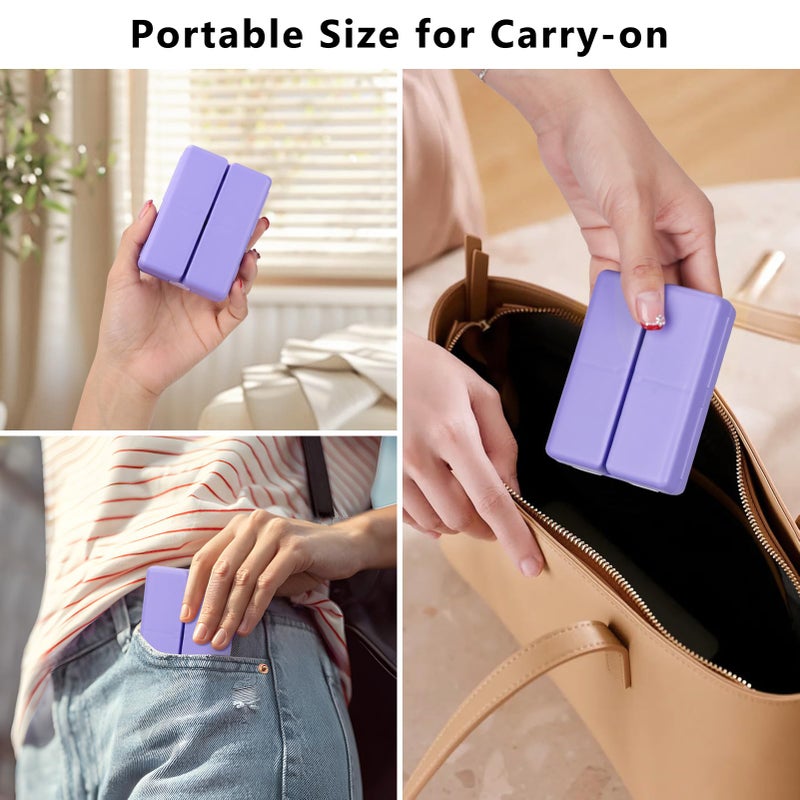 FYY Daily Pill Organizer, 7 Compartments Portable Travel Pill Case, [Folding Design] for Purse Pocket to Hold Vitamins,Cod Liver Oil,Supplements and Medication-Purple - Image 3