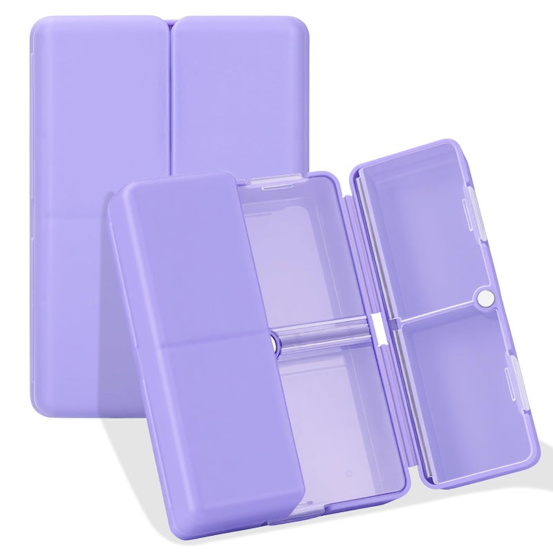 FYY Daily Pill Organizer, 7 Compartments Portable Travel Pill Case, [Folding Design] for Purse Pocket to Hold Vitamins,Cod Liver Oil,Supplements and Medication-Purple - Image 1