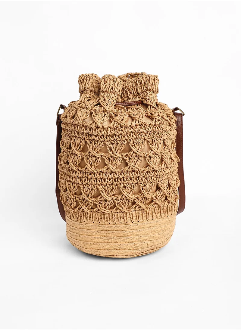 Haute Sauce Women's The Straw Bucket Bag - Beige