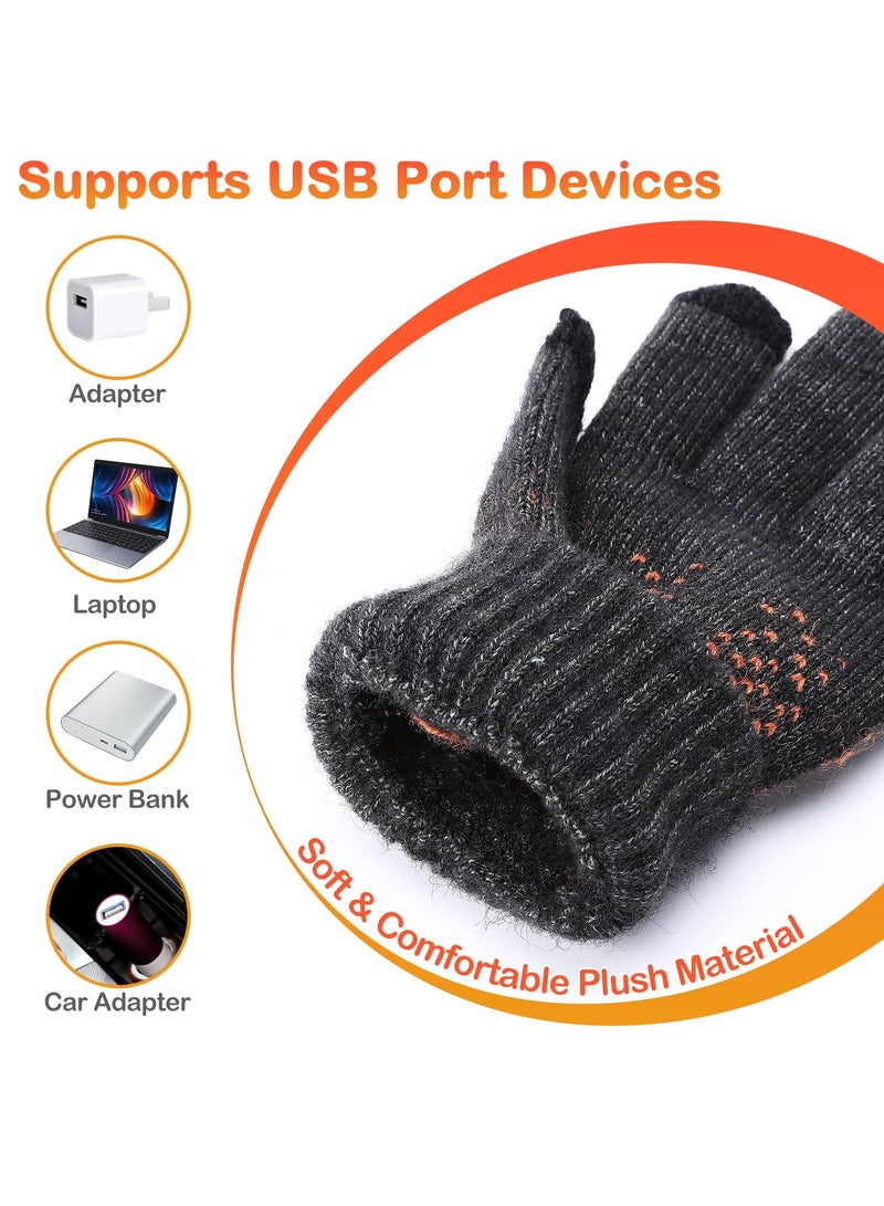 سيوسي بطانات القفازات ساخنة، 98 ℉-104 ℉-113 ℉ قفازات USB ساخنة للرجال والنساء، رقيقة الحياكة شاشة قابلة للمس قفازات التدفئة الدافئة، الأيدي الساخنة قفازات ساخنة كهربائية لالتهاب المفاصل العمل في فصل الشتاء - Image 4