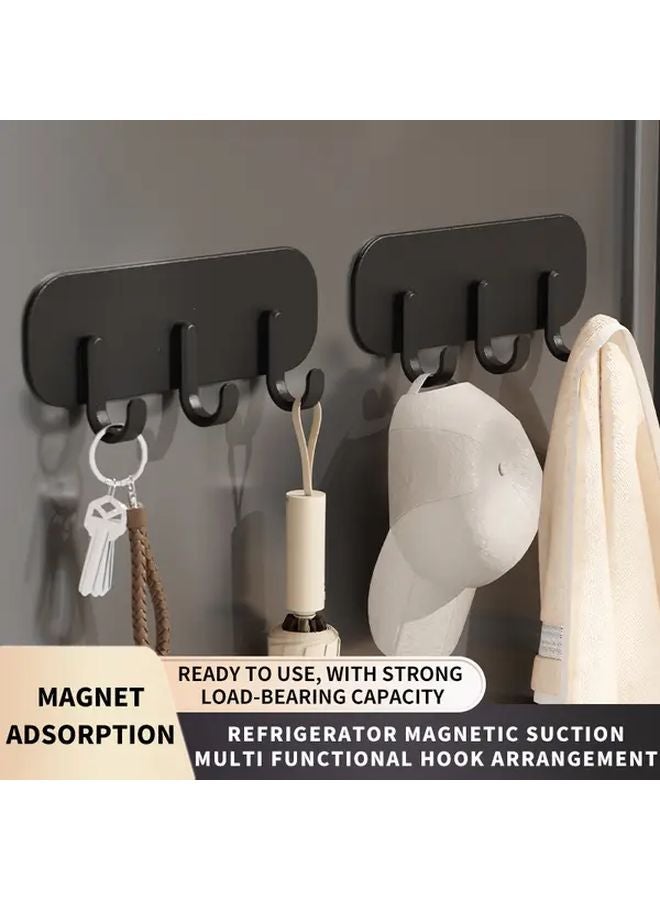 Black Magnetic Hook Strong Adhesive Wall Mount No Drill Space Saving For Bathroom Kitchen - Image 2