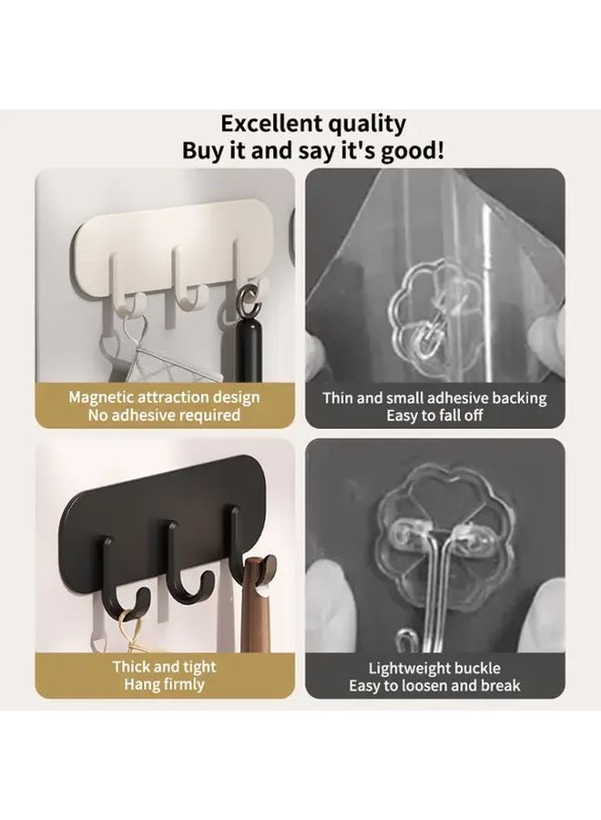 Black Magnetic Hook Strong Adhesive Wall Mount No Drill Space Saving For Bathroom Kitchen - Image 3
