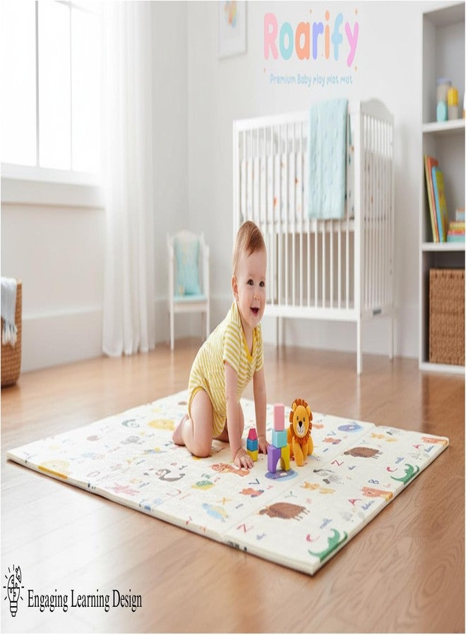 ROARIFY Premium Reversible Baby Play Mat| Soft,Non-Slip,Waterproof Foam Mat| Easy to Clean,Learning & Playing Carpet For Indoor/Outdoor| Portable Crawling Mat(Aeroplane-Alphabet),Multicolor - Image 3