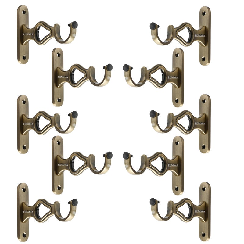 Penora Curtain Brackets Antique Brass Parda Holder for Home Décor, Parda Rod Support for 1 inch Rod for Door and Window (Pack of 10 Pic) - Image 5