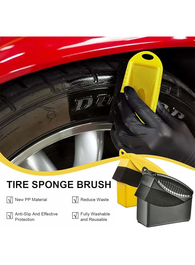 YARDHOBI Tire Shine Dressing Applicator Pad, Tire Foam Applicator Sponges Contour Tire Wheel Shine Car Cleaning, Reusable Tire Sponges Applicator Pads Tire Wax Wipe With Lid, For Car Cleaning Supplies (2 Pcs) - Image 2