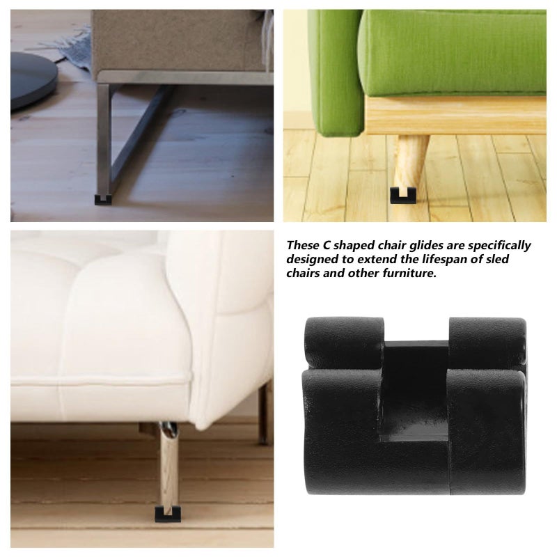 50pcs Non Slip C Shape Chair Leg Pads Floor Protectors for Hardwood Black - Image 4