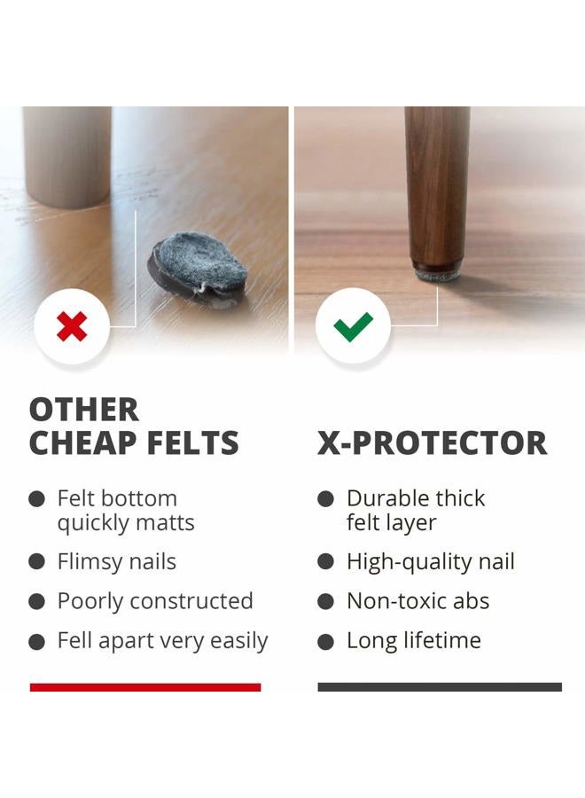 X-Protector Nail On Felt Pads - 48 Felt Furniture Pads – 1" Chair Felts Pads for Furniture Feet - Floor Protectors for Furniture Legs - Best Heavy Duty Felt Chair Pads for Hardwood Floors! - Image 4