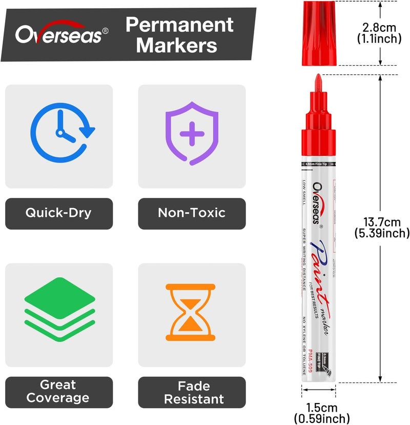 Overseas Oil-Based Fine Tip Paint Marker Pen - 2 Pack Black 0.9mm Fine Nib Permanent Markers, Quick Dry, Waterproof, Fade Resistant Paint Pens for Metal, Wood, Rock, Plastic, Ceramics, Rubber, Glass - Image 2