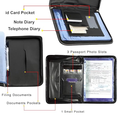 VERAT File Folder/Certificates/Documents Holder/Document Bag/Portfolio/Expanding File/Executive File/Coloured File Folders/Leaf/Leather/Executive Folder/Multipurpose(Dark Brown) - Image 5