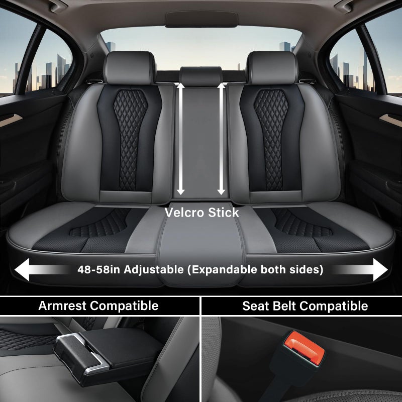 Coverado Car Seat Covers Full Set, Black Seat Covers, Automotive Car Seat Cover, Car Seat Cushion, Car Seat Covers Front Seats Back Seat Covers, Car Seat Protector Universal Fit Most Cars - Image 5
