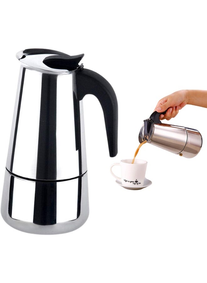 Saiyam Stainless Steel Espresso Maker Stovetop Coffee Percolator Italian Coffee Maker Moka Pot (2 Cup - 100ml, Silver) - Image 1