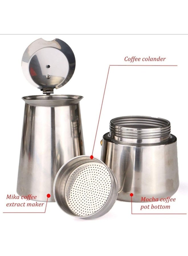 Saiyam Stainless Steel Espresso Maker Stovetop Coffee Percolator Italian Coffee Maker Moka Pot (2 Cup - 100ml, Silver) - Image 5