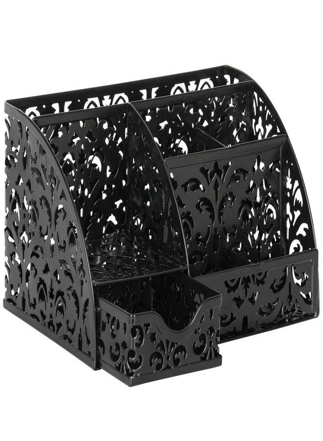 EasyPAG Desk Organizer and Pen Holder for Desk, Mesh Office Supplies Storage Caddy with Drawer for Small Space, Desktop Organizer for Home Office, Black - Image 2