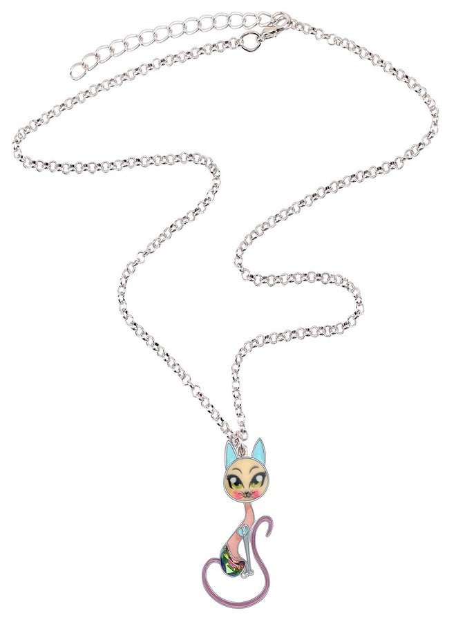 BONSNY Enamel Alloy Floral Kitten Cat Necklace Chain Pendant Pets Jewelry For Women Charm Gift (Violet) - Image 4