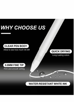 Y&D White Gel Pens 6 Pcs Fine Point Pen Set for Artists with 0.8mm Nibs Rollerball Black Paper Sketching, Drawing Adult Coloring Books Illustration Taking Notes  - Image 3