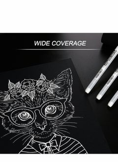 Y&D White Gel Pens 6 Pcs Fine Point Pen Set for Artists with 0.8mm Nibs Rollerball Black Paper Sketching, Drawing Adult Coloring Books Illustration Taking Notes  - Image 4