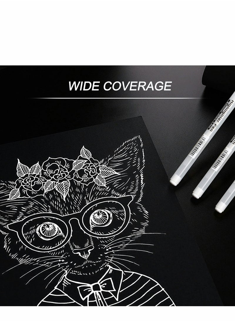 Y&D White Gel Pens 6 Pcs Fine Point Pen Set for Artists with 0.8mm Nibs Rollerball Black Paper Sketching, Drawing Adult Coloring Books Illustration Taking Notes  - Image 4