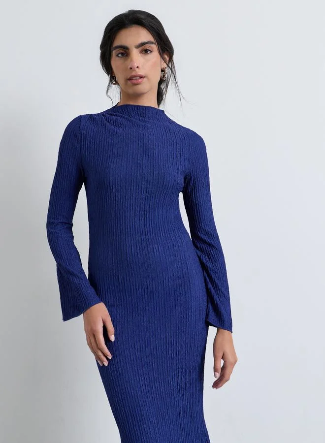 Styli Blue Long Sleeve Mermaid Maxi Evening Dress