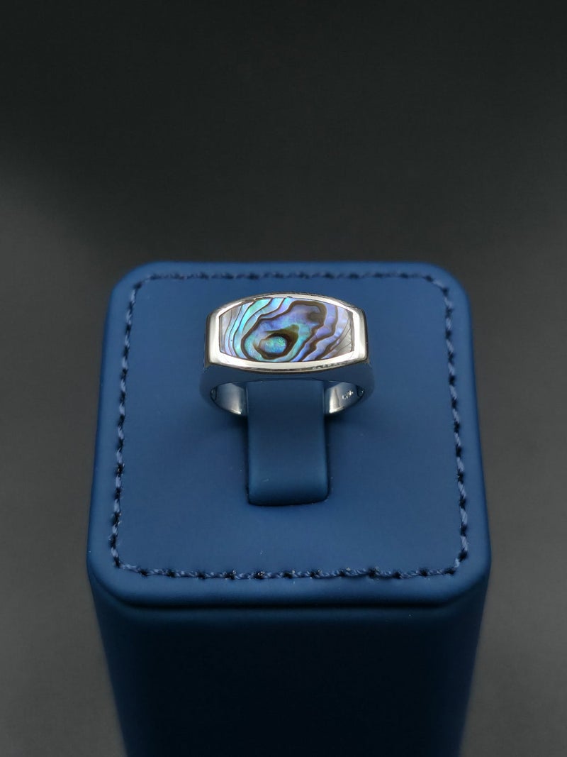Kanira Premium 925 Sterling Silver Jewelllery Geometric Inlay Abalone Shell Ring | Premium Band for Women | KANIRA | Size 7 - Image 3
