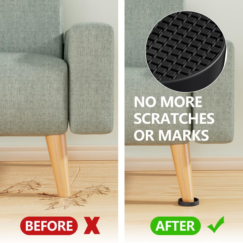 GAGUIUP Non Slip Furniture Pads - 2" Anti Skid Caster Cups, 12PCS Round Furniture Coasters for Hardwood Floors, Anti Slide Furniture Cup Bed Couch Floor Protectors,Furniture Stoppers to Prevent Sliding(Black) - Image 3