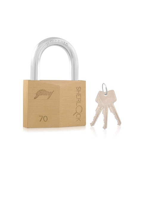 Godrej Locks Sherlock Solid Brass Padlock With 3 Keys (70 MM)