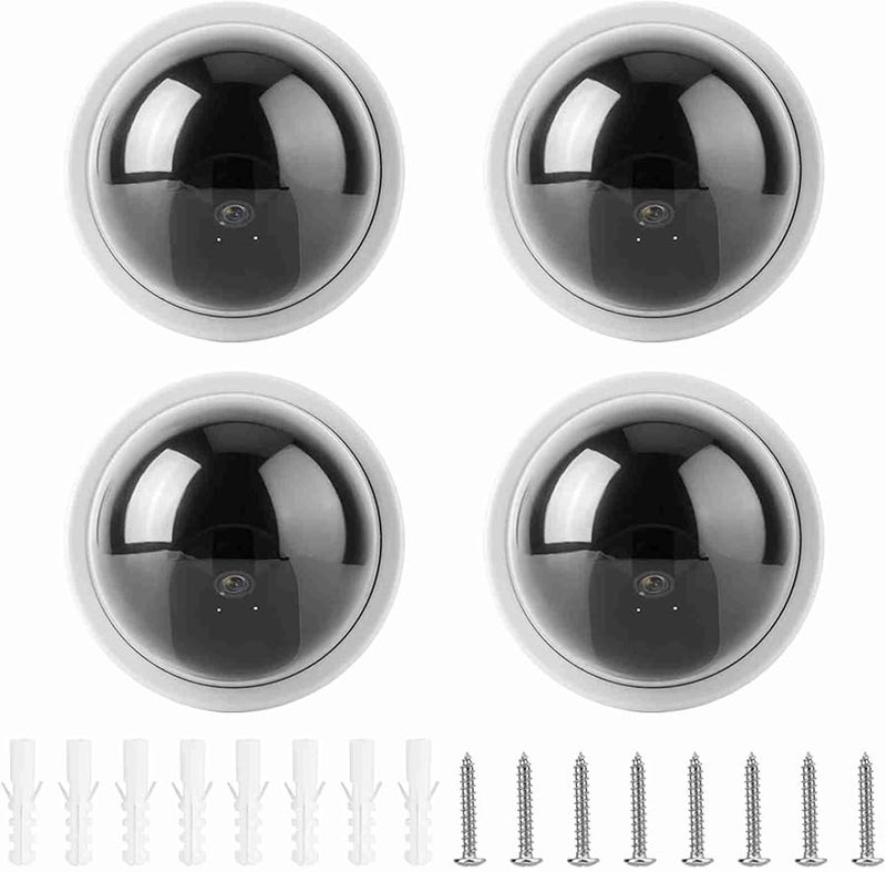 White Dummy Dome Camera 4pcs With Flashing LED Light Easy Installation 360 Rotation Security Monitor - Image 2