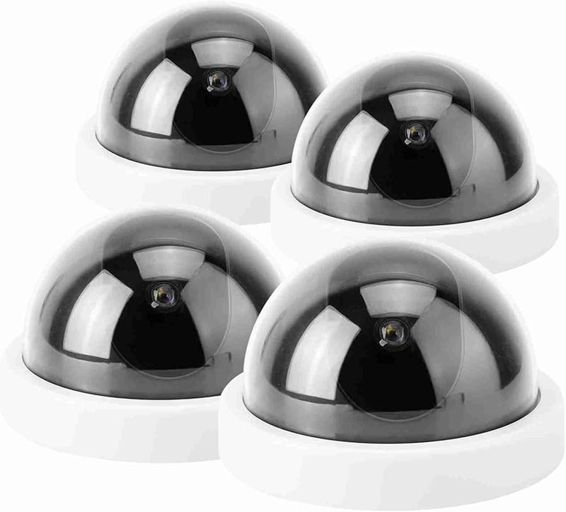 White Dummy Dome Camera 4pcs With Flashing LED Light Easy Installation 360 Rotation Security Monitor - Image 3