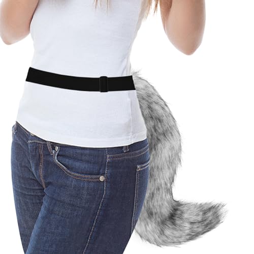 hbbhml Faux Fur Fox Mask Wolf Cat Fluffy Tail and Leather Necklace Set Halloween Party Costume Accessory - Image 4