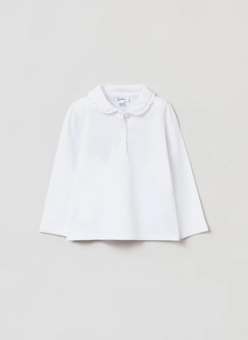 Ovs OVS Pique Polo Shirt With Ruffled Collar
