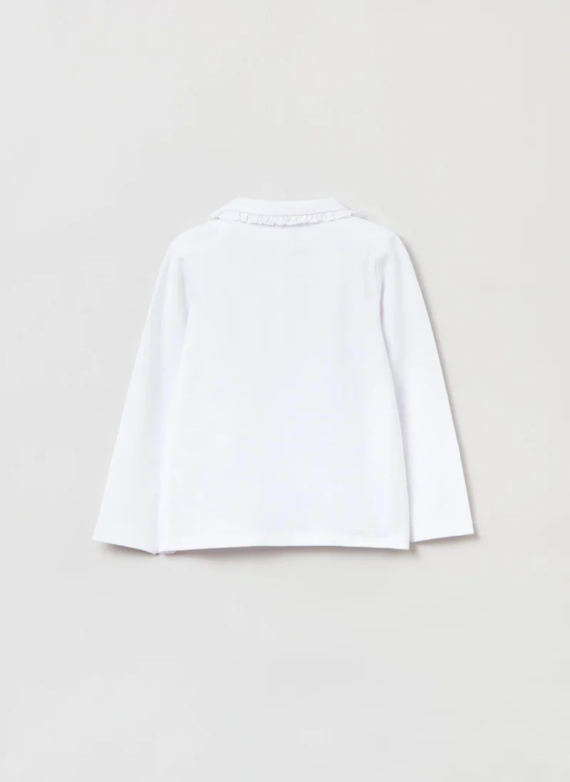 Ovs OVS Pique Polo Shirt With Ruffled Collar