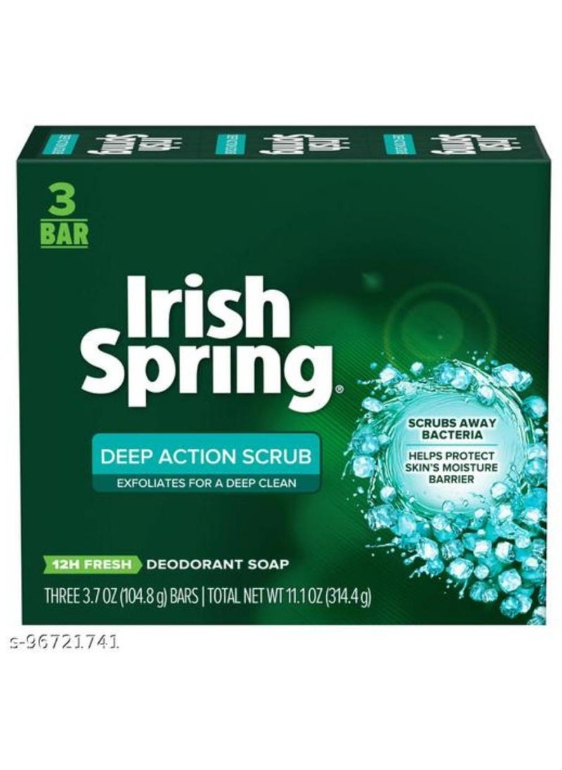 Irish Spring Deep Action Scrub Deodorant Soap 3 Bar 