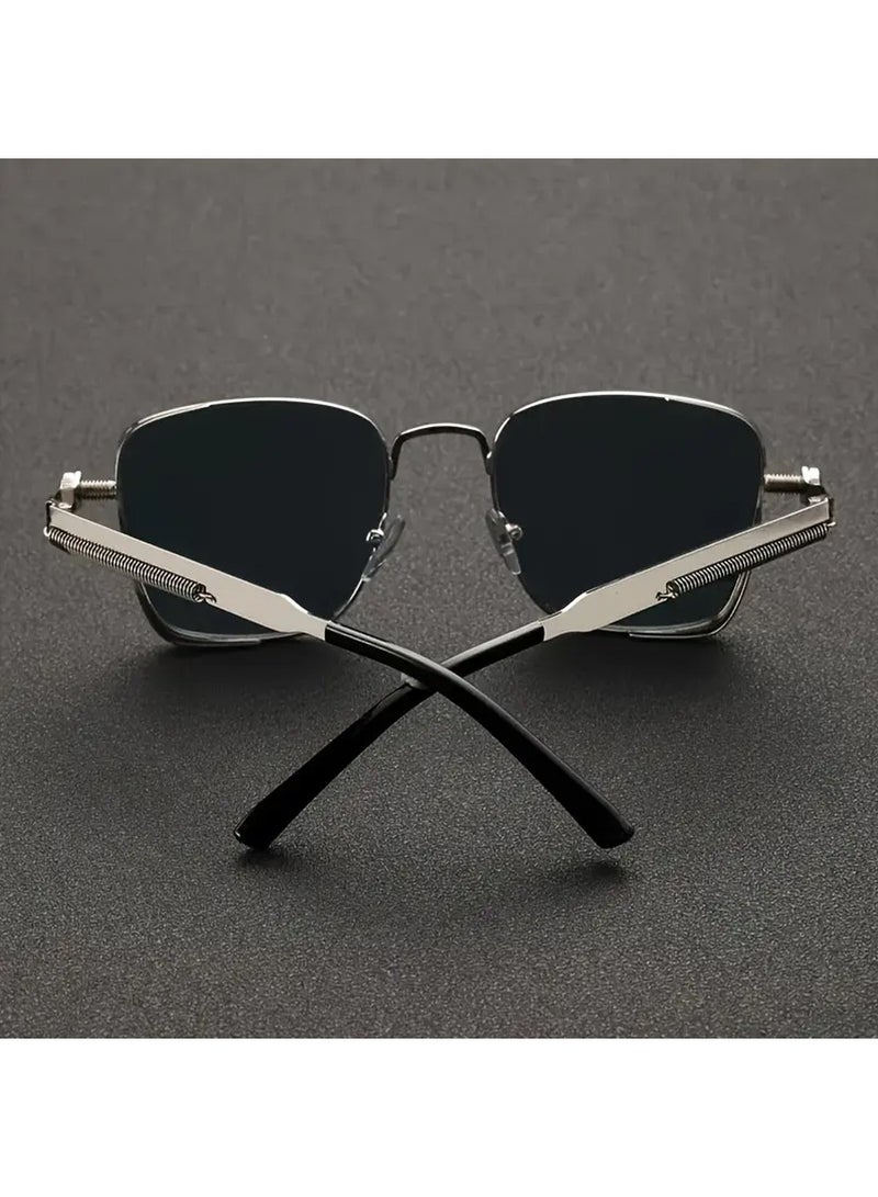 Retro Cool Steampunk Glasses Silvery Square Metal Frame Fashion Glasses For Men Women Outdoor Sports - Image 3