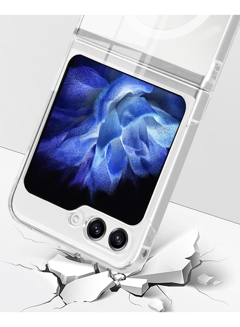 Case for Samsung Galaxy Z flip 6 Clear Magnetic Cover Mag Safe Compatible Clear Hard Back Case Shockproof Silicone Frame Edge Bumper Slim Transparent Case for Z Flip6  - Image 2