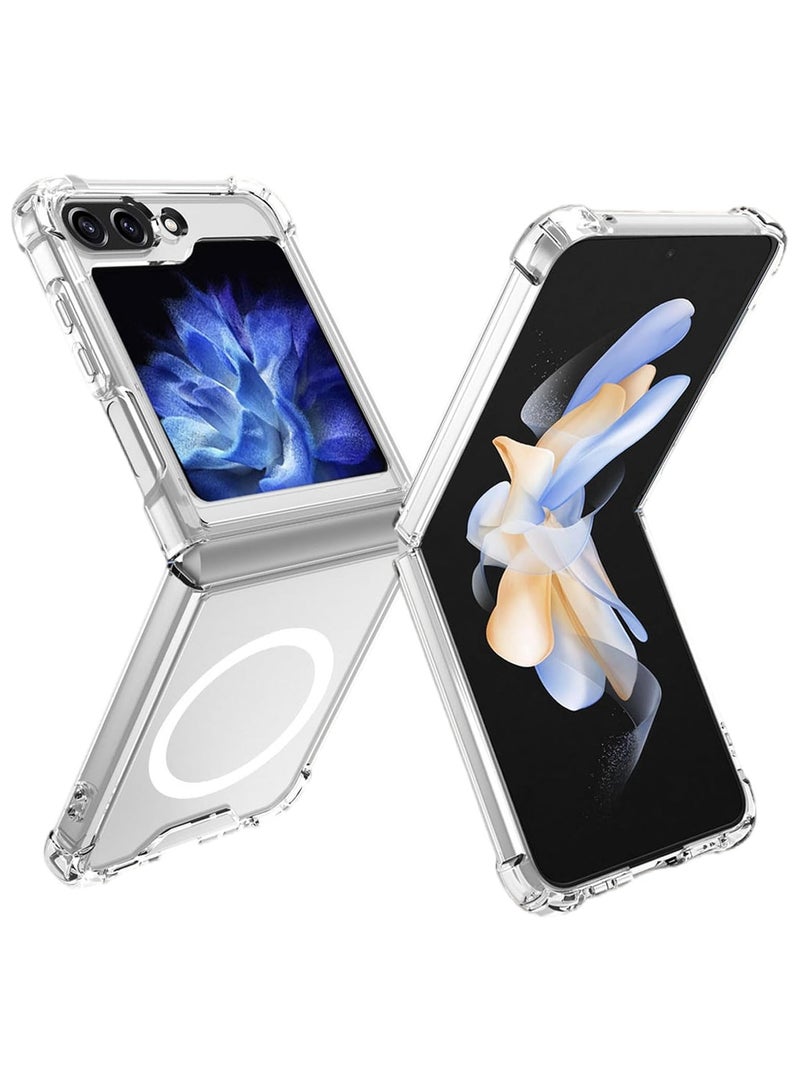 Case for Samsung Galaxy Z flip 6 Clear Magnetic Cover Mag Safe Compatible Clear Hard Back Case Shockproof Silicone Frame Edge Bumper Slim Transparent Case for Z Flip6  - Image 5