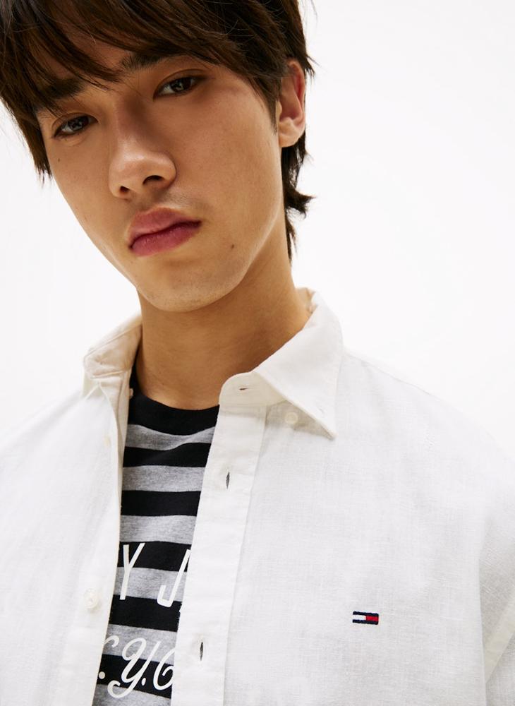 TOMMY JEANS Regular Fit Linen Blend Long Sleeve Shirt  - Image 3