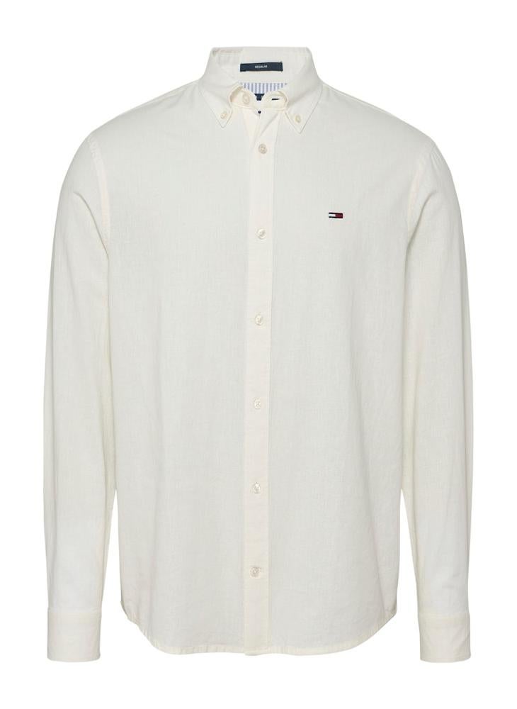 TOMMY JEANS Regular Fit Linen Blend Long Sleeve Shirt  - Image 5