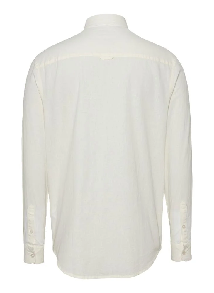 TOMMY JEANS Regular Fit Linen Blend Long Sleeve Shirt
