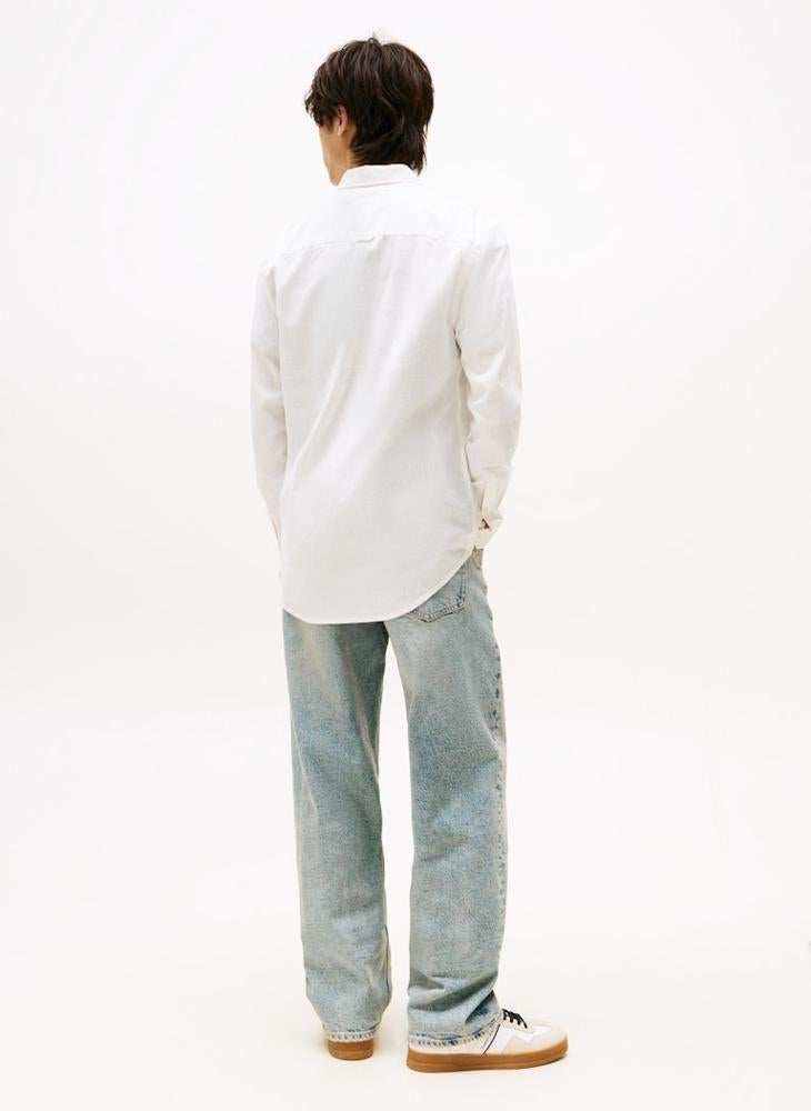 TOMMY JEANS Regular Fit Linen Blend Long Sleeve Shirt  - Image 2