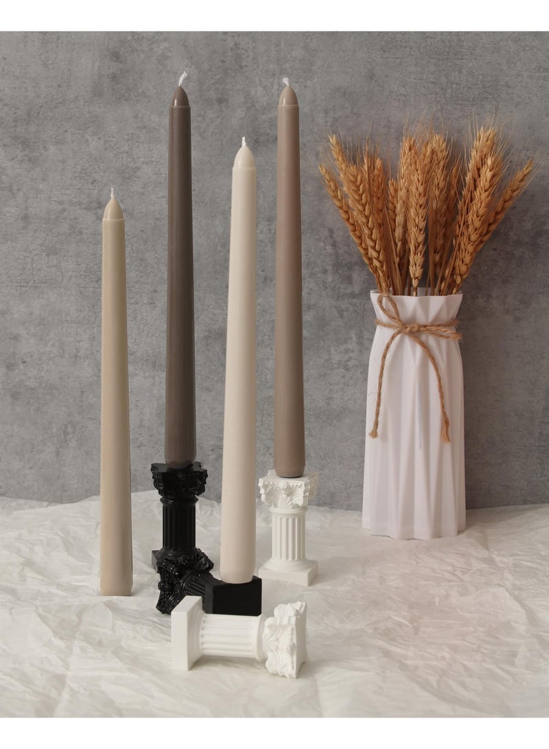 شموع مدببة مقاس 10 بوصات، لون بني، مجموعة من 12 شمعة طويلة مدببة بدون رائحة، بدون تنقيط، بدون دخان، مناسبة لحفلات الزفاف وديكور المنزل والعشاء، سلسلة ألوان طبيعية - Image 2