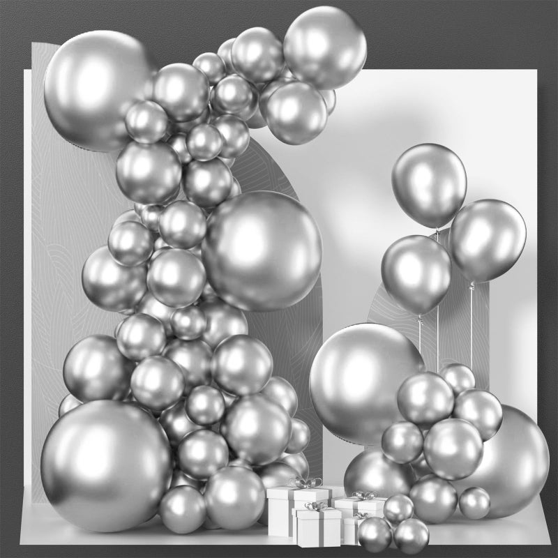 PartyWoo Silver Balloons 130 pcs Different Sizes of 18 12 10 5 Inch Silver Balloon Arch Kit Garland for Birthday Graduation Bachelorette Engagement Bridal Shower Wedding Party Decorations SilverG102 - Image 3