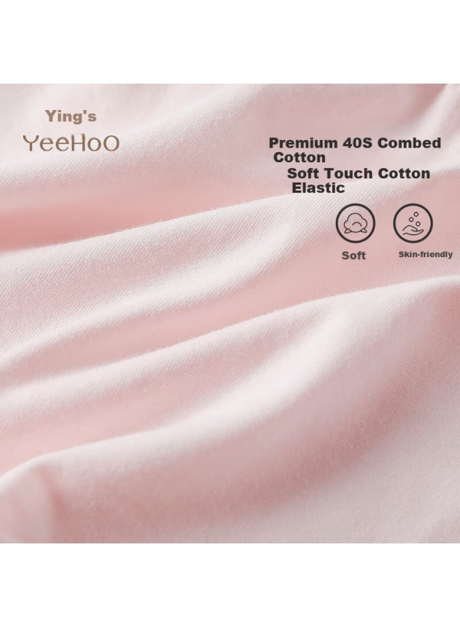 Yeehoo Girls' Underwear, 3a Antibacterial Crotch, 100% Cotton, Breathable And Comfortable, No Wedgie, Cartoon Design, Pink, Size 130 - Image 1