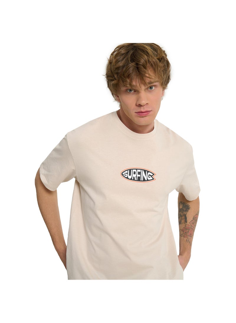 Termit Men's T-shirt Light Beige, Termit, High-Quality Cotton, Loose Fit, Breathable and Comfortable for Urban Adventures and Outdoor Activities  - Image 1