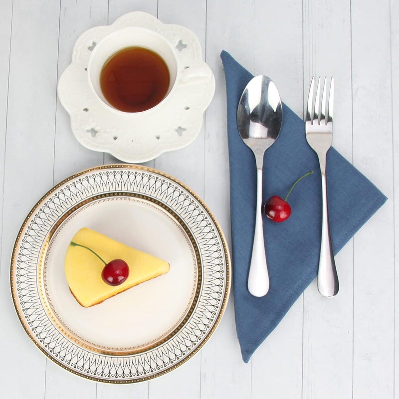 INFEI Solid Color Polyester Linen Blended Thin Dinner Cloth Napkins - Set of 12 (40 x 40 cm) - for Events & Home Use (Aegean) - Image 3