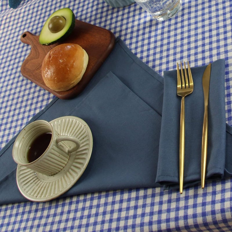 INFEI Solid Color Polyester Linen Blended Thin Dinner Cloth Napkins - Set of 12 (40 x 40 cm) - for Events & Home Use (Aegean) - Image 2