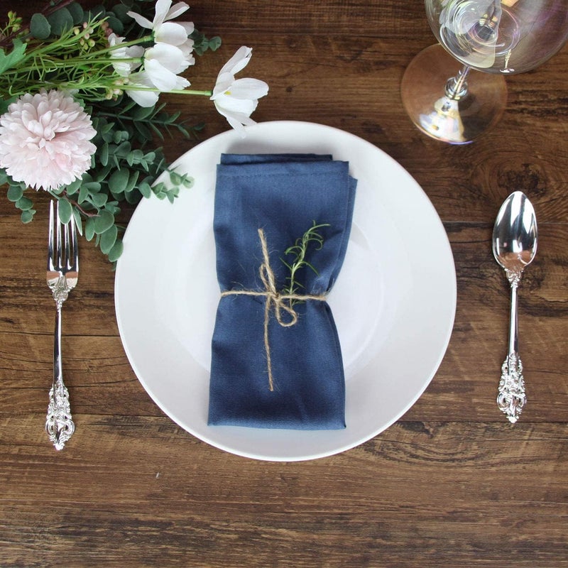 INFEI Solid Color Polyester Linen Blended Thin Dinner Cloth Napkins - Set of 12 (40 x 40 cm) - for Events & Home Use (Aegean) - Image 5
