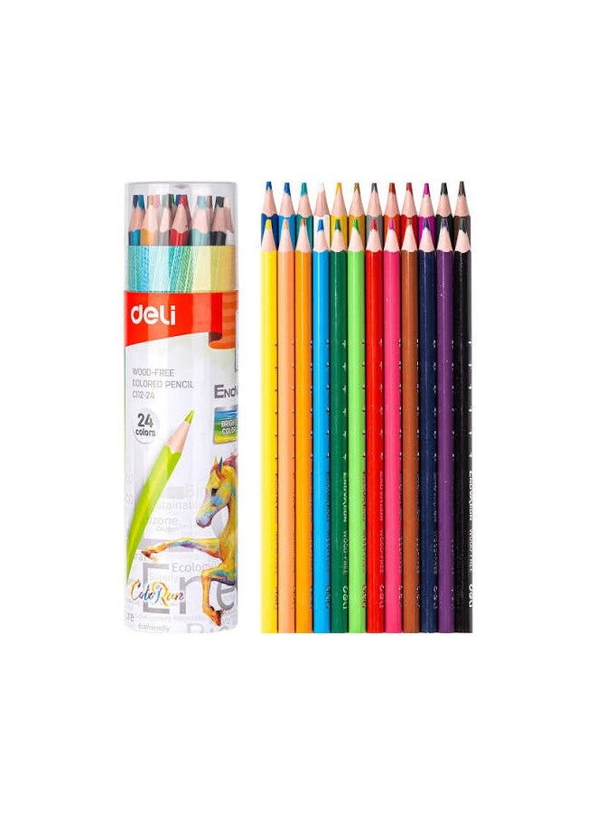 Long wooden pencils with erasers from Deli, 24 colors