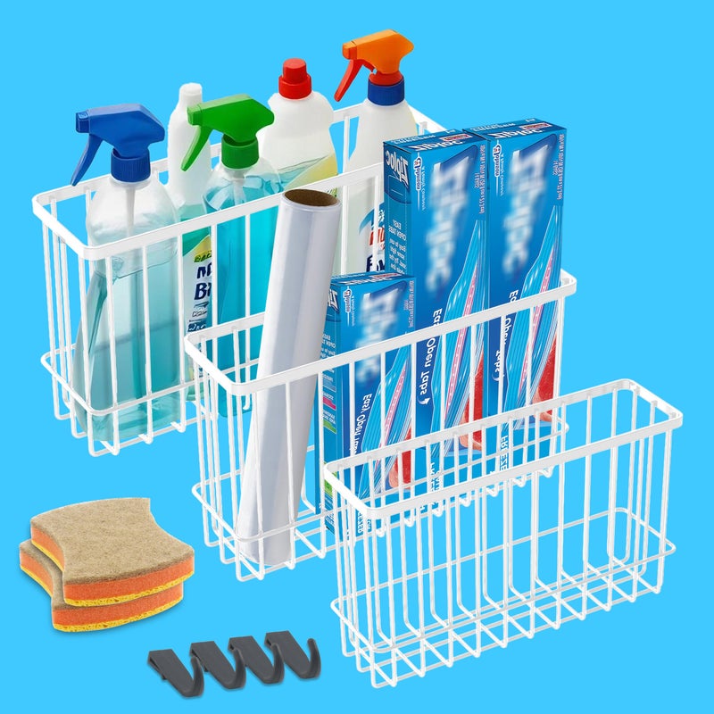 FHJP Cabinet Door Organizer 3Pcs Foil and Plastic Wrap Organizer with 2 Sponges Cabinet Door Storage with 3 Caddy Adhesive for Aluminum Foil Plastic Wrap Wool Dryer Balls WhiteSmall Medium Large - Image 2