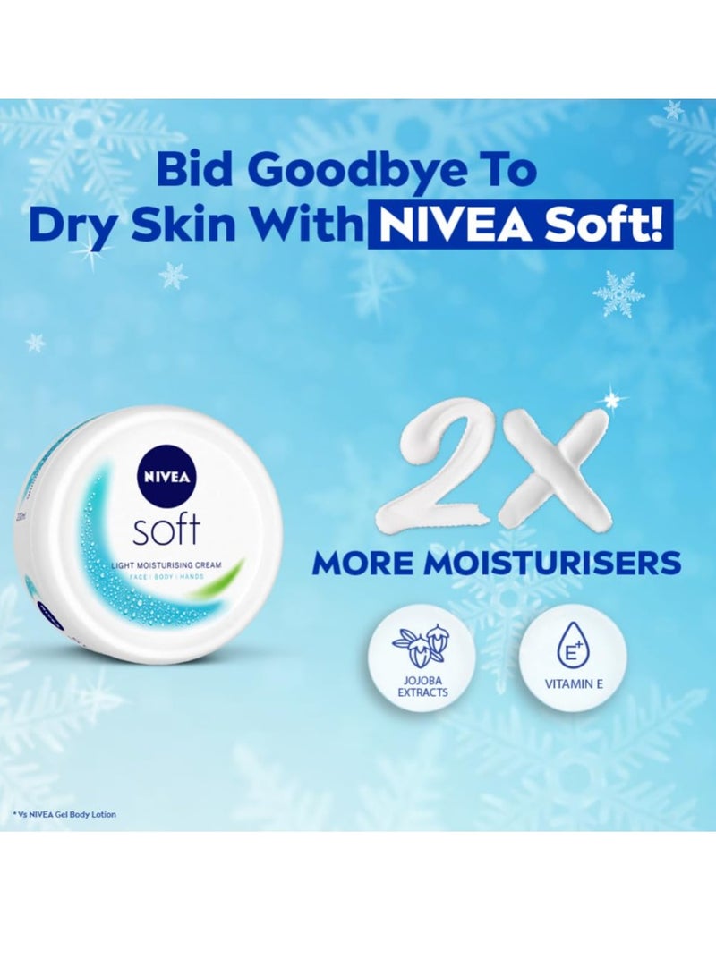 Nivea NIVEA Soft Light Moisturizer 300 ml for Face Hand and Body Non-Greasy Cream with Vitamin E and Jojoba Oil for Instant Hydration  - Image 3